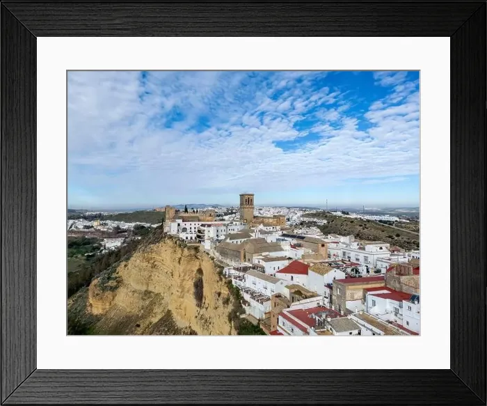 Framed Print : aerial view of the pretty white village of Arcos de la Frontera in the province of Cadiz, Andalusia Framed Print : aerial view of the pretty white village of Arcos de la Frontera in the province of Cadiz, Andalusia