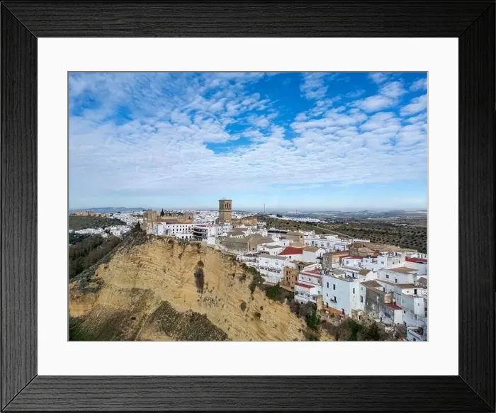 Framed Print : aerial view of the pretty white village of Arcos de la Frontera in the province of Cadiz, Andalusia Framed Print : aerial view of the pretty white village of Arcos de la Frontera in the province of Cadiz, Andalusia
