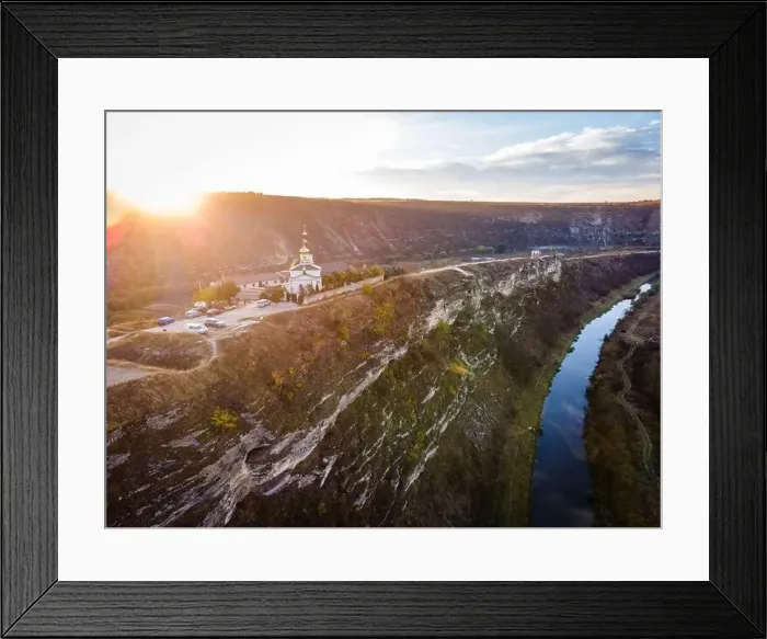 Framed Print : aerial view of church of Old Orhei in butuceni in moldova during sunset Framed Print : aerial view of church of Old Orhei in butuceni in moldova during sunset