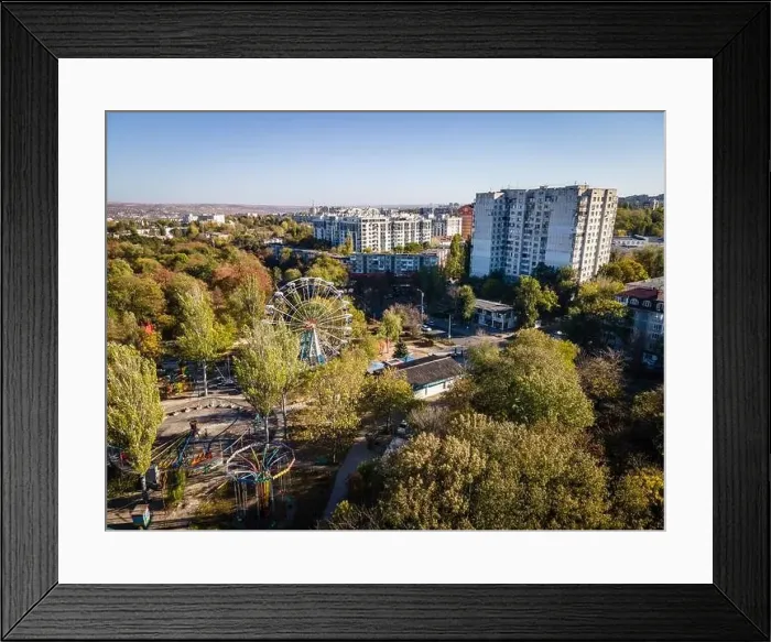 Framed Print : aerial view of amusement park with ferris wheel in chisinau Framed Print : aerial view of amusement park with ferris wheel in chisinau