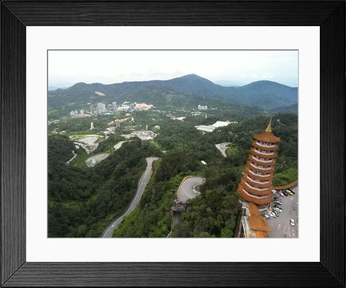 Framed Print : An aerial view of the Chin Swee Temple in the Genting Highlands area of Malaysia Framed Print : An aerial view of the Chin Swee Temple in the Genting Highlands area of Malaysia
