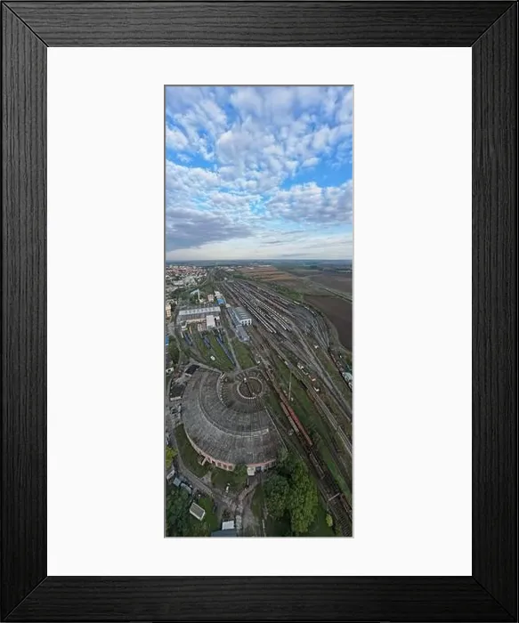 Framed Print : Railway turntable for locomotives aerial view train turntable Framed Print : Railway turntable for locomotives aerial view train turntable
