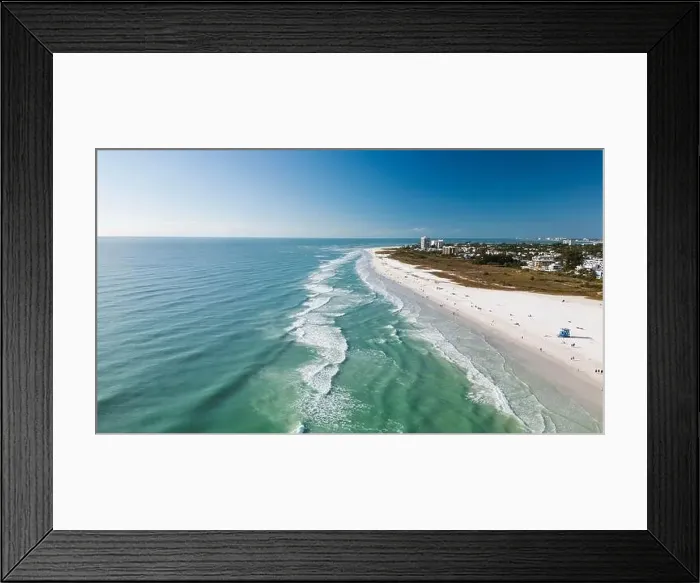 Framed Print : Drone Fly view over beach in Siesta Key Framed Print : Drone Fly view over beach in Siesta Key