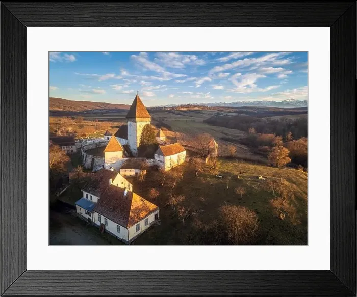 Framed Print : The fortified church of Hosman at sunset golden hour Framed Print : The fortified church of Hosman at sunset golden hour