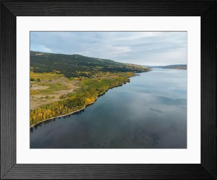 Framed Print : Lower St Mary lake from above with beautiful autumn colors in the forest Framed Print : Lower St Mary lake from above with beautiful autumn colors in the forest