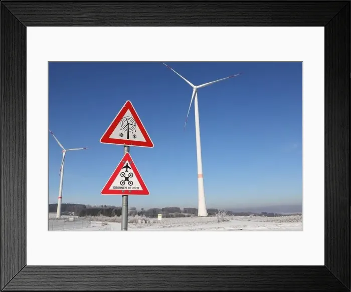 Framed Print : a sign saying “drone operation” Framed Print : a sign saying “drone operation”