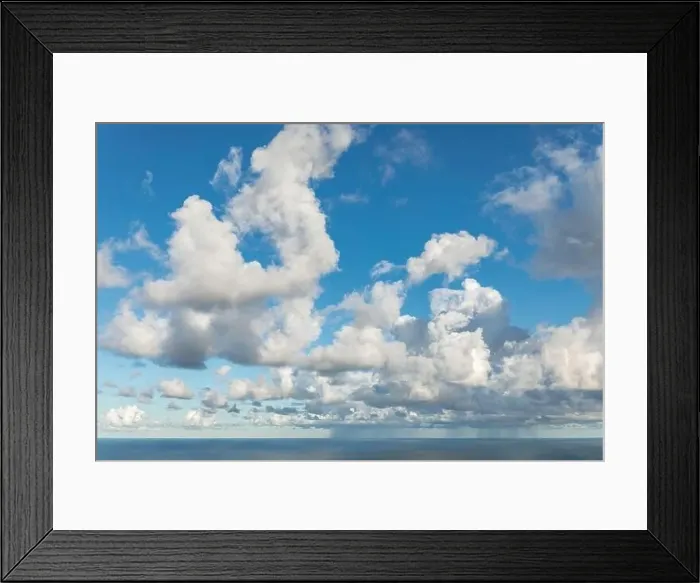 Framed Print : White clouds in the sky and rain in the sea Framed Print : White clouds in the sky and rain in the sea