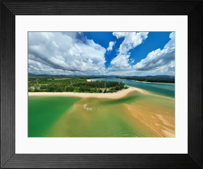 Framed Print : Panorama image Aerial view drone shot of Tropical sea with sarasin bridge in Phuket thailand Framed Print : Panorama image Aerial view drone shot of Tropical sea with sarasin bridge in Phuket thailand