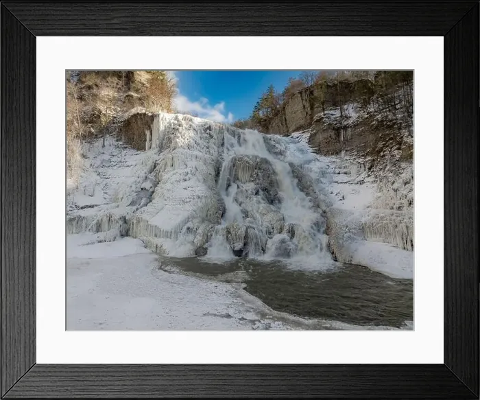 Framed Print : Afternoon winter aerial photo of frozen Ithaca Falls on Fall Creek, City of Ithaca, NY, USA 01-21-2024 Framed Print : Afternoon winter aerial photo of frozen Ithaca Falls on Fall Creek, City of Ithaca, NY, USA 01-21-2024