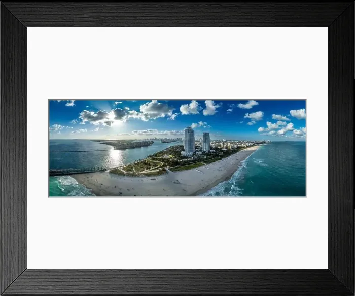 Framed Print : Aerial view of South Pointe Park in Miami with luxury condo towers Framed Print : Aerial view of South Pointe Park in Miami with luxury condo towers