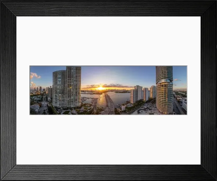 Framed Print : Aerial sunset over Miami South Beach with luxury residential buildings, Art Nuevo houses Framed Print : Aerial sunset over Miami South Beach with luxury residential buildings, Art Nuevo houses