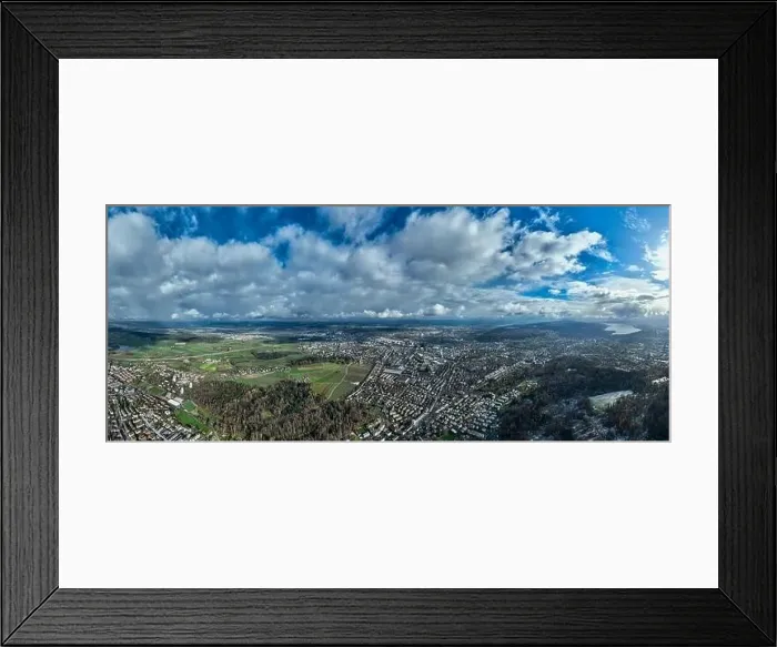 Framed Print : Aerial view of the city of Zurich in the winter morning, Switzerland Framed Print : Aerial view of the city of Zurich in the winter morning, Switzerland