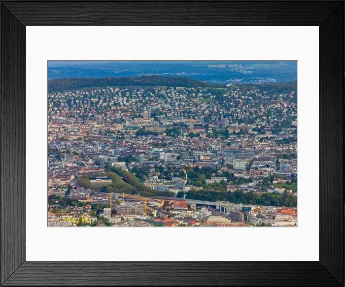 Framed Print : Aerial view of the city of Zurich in Zurich, Switzerland Framed Print : Aerial view of the city of Zurich in Zurich, Switzerland