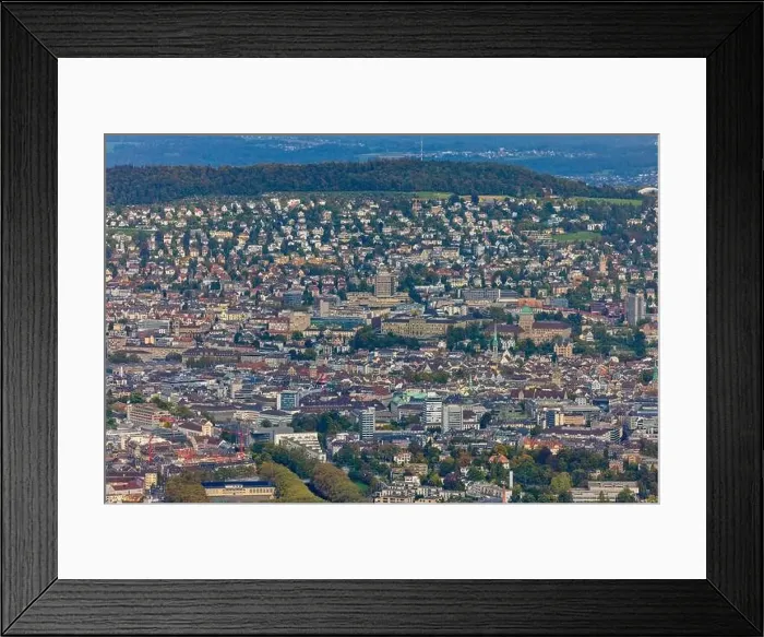 Framed Print : Aerial view of the city of Zurich in Zurich, Switzerland Framed Print : Aerial view of the city of Zurich in Zurich, Switzerland