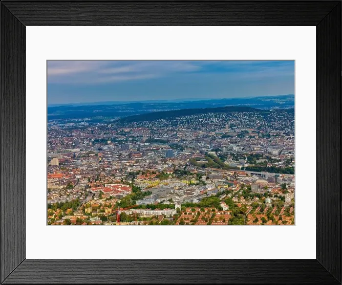 Framed Print : Aerial view of the city of Zurich in Zurich, Switzerland Framed Print : Aerial view of the city of Zurich in Zurich, Switzerland