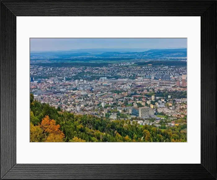 Framed Print : Aerial view of the city of Zurich in Zurich, Switzerland Framed Print : Aerial view of the city of Zurich in Zurich, Switzerland