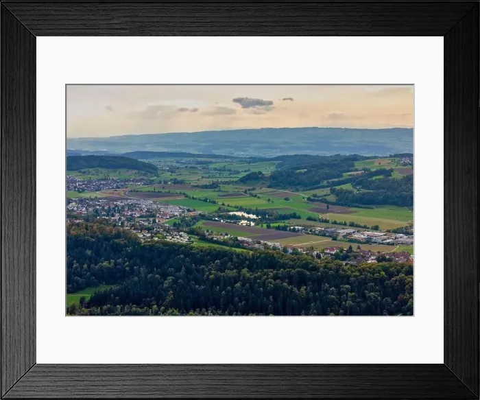 Framed Print : Aerial view of green landscape of Zurich in the winter, Switzerland Framed Print : Aerial view of green landscape of Zurich in the winter, Switzerland