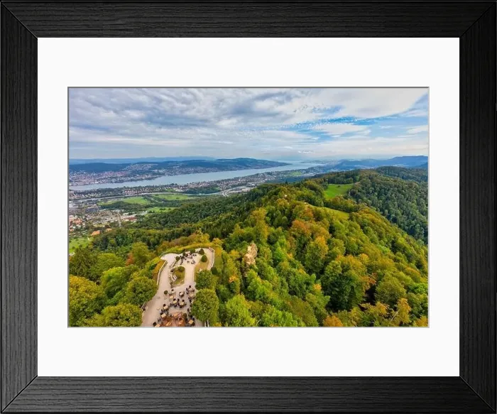 Framed Print : Aerial view of green landscape of Zurich in the winter, Switzerland Framed Print : Aerial view of green landscape of Zurich in the winter, Switzerland
