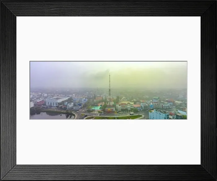 Framed Print : Aerial view of Bao Loc city beautiful tourism destination in central highlands Framed Print : Aerial view of Bao Loc city beautiful tourism destination in central highlands