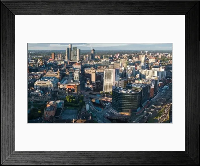 Framed Print : Aerial image of Manchester city centre Framed Print : Aerial image of Manchester city centre