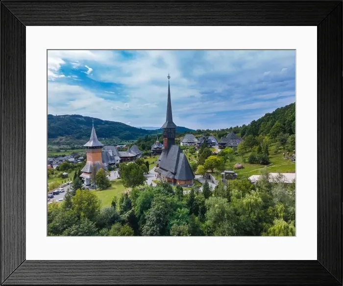 Framed Print : Aerial photography of Barsana monastery located in Maramures County Framed Print : Aerial photography of Barsana monastery located in Maramures County