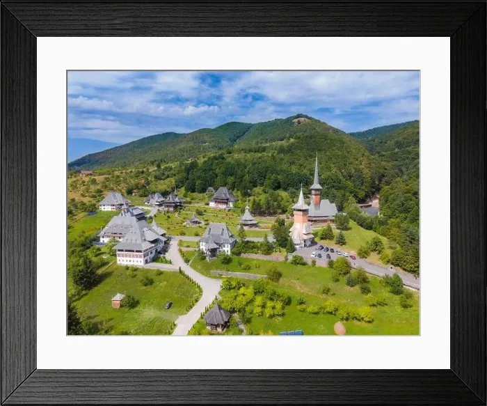 Framed Print : Aerial photography of Barsana monastery located in Maramures County Framed Print : Aerial photography of Barsana monastery located in Maramures County