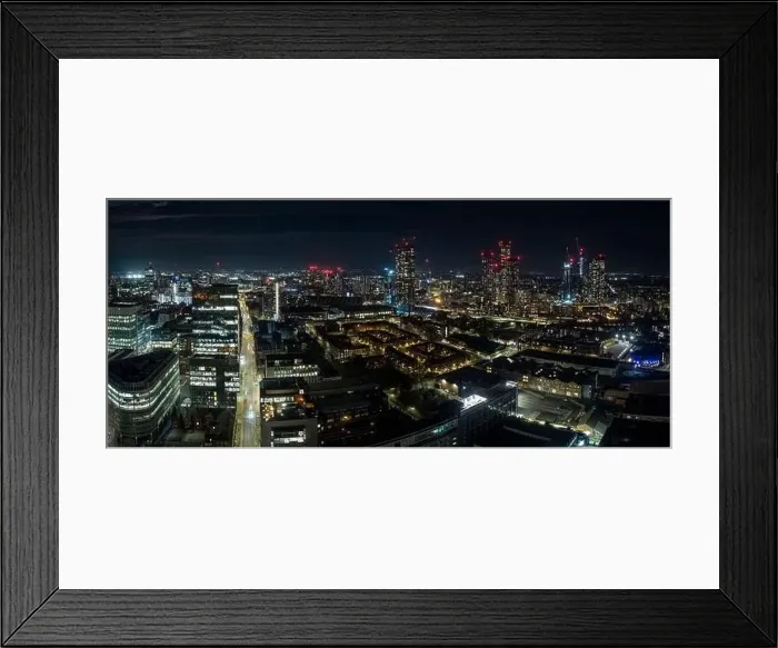 Framed Print : Night time panoramic aerial image of Spinningfields Framed Print : Night time panoramic aerial image of Spinningfields