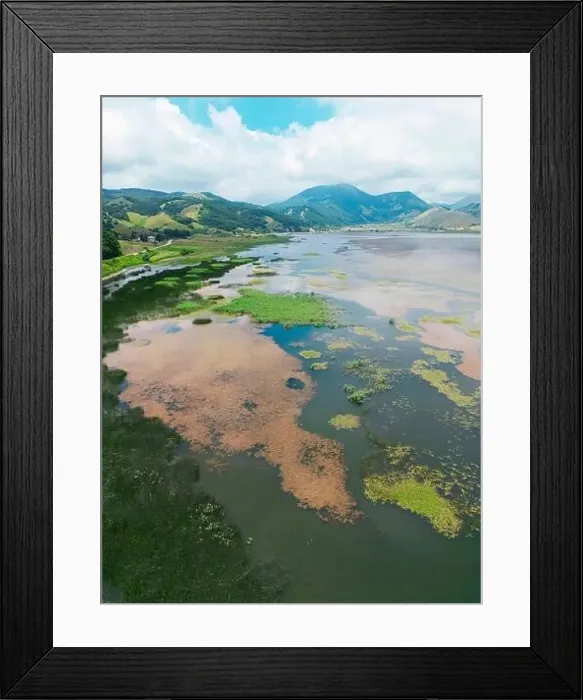 Framed Print : Drone-captured photograph at Lake Matese Framed Print : Drone-captured photograph at Lake Matese