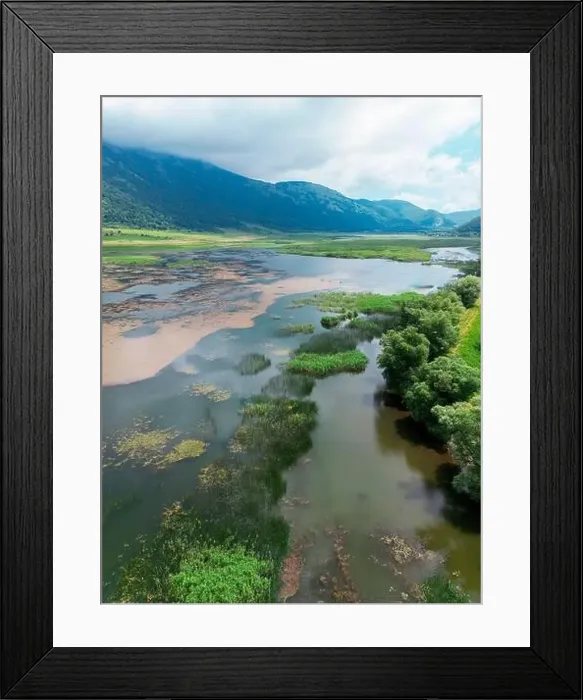 Framed Print : Drone-captured photograph at Lake Matese Framed Print : Drone-captured photograph at Lake Matese