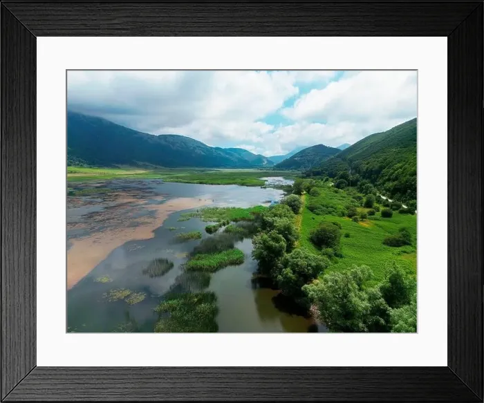 Framed Print : Drone-captured photograph at Lake Matese Framed Print : Drone-captured photograph at Lake Matese