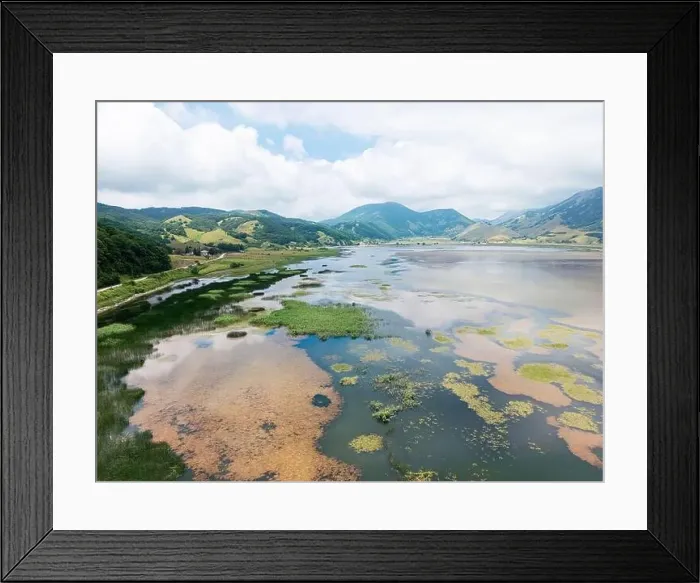 Framed Print : Drone-captured photograph at Lake Matese Framed Print : Drone-captured photograph at Lake Matese