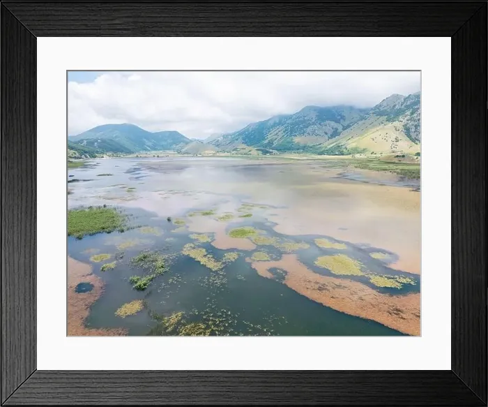 Framed Print : Drone-captured photograph at Lake Matese Framed Print : Drone-captured photograph at Lake Matese