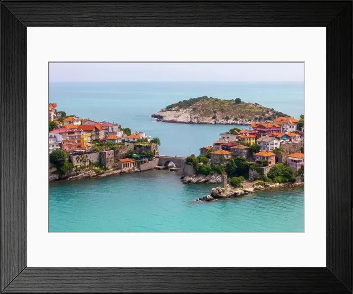 Framed Print : Beautiful cityscape on the mountains over Black-sea, Amasra. Amasra traditional Turkish architecture Framed Print : Beautiful cityscape on the mountains over Black-sea, Amasra. Amasra traditional Turkish architecture