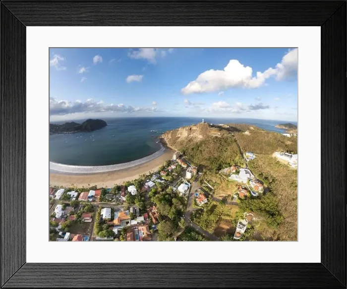 Framed Print : Blue sky over San Juan Del Sur city aerial panorama Framed Print : Blue sky over San Juan Del Sur city aerial panorama