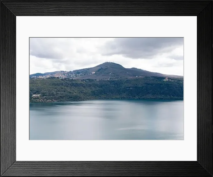 Framed Print : Photograph taken in Castel Gandolfo, Italy, from an elevated perspective, capturing a view of the lake and mountains Framed Print : Photograph taken in Castel Gandolfo, Italy, from an elevated perspective, capturing a view of the lake and mountains
