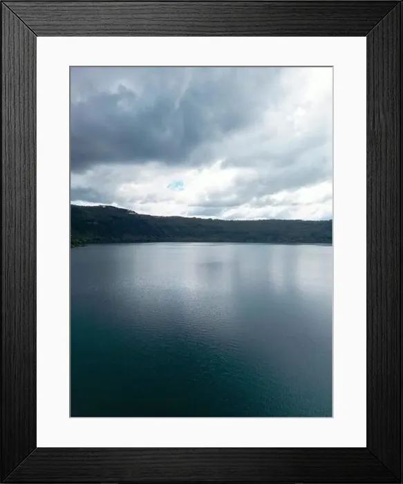 Framed Print : Photograph taken in Castel Gandolfo, Italy, from an elevated perspective, capturing a view of the lake and mountains Framed Print : Photograph taken in Castel Gandolfo, Italy, from an elevated perspective, capturing a view of the lake and mountains