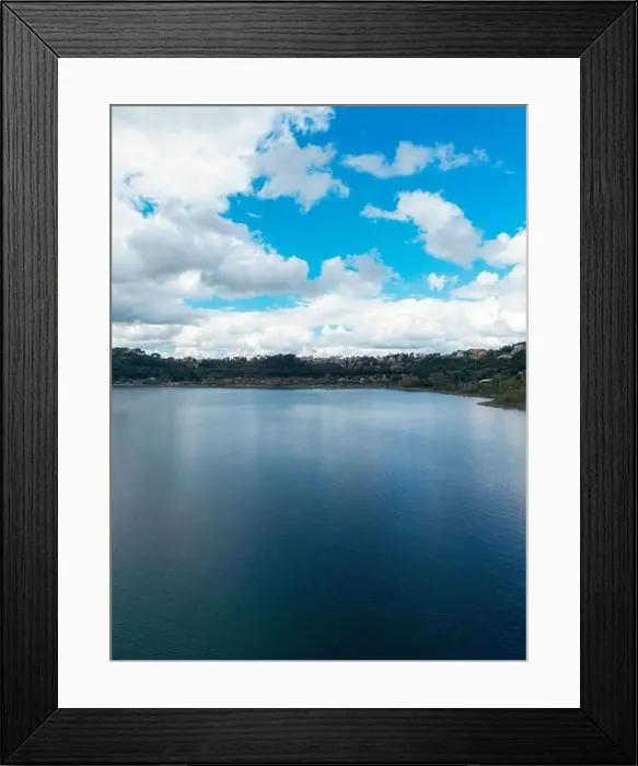 Framed Print : Photograph taken in Castel Gandolfo, Italy, from an elevated perspective, capturing a view of the lake and mountains Framed Print : Photograph taken in Castel Gandolfo, Italy, from an elevated perspective, capturing a view of the lake and mountains