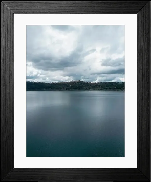 Framed Print : Photograph taken in Castel Gandolfo, Italy, from an elevated perspective, capturing a view of the lake and mountains Framed Print : Photograph taken in Castel Gandolfo, Italy, from an elevated perspective, capturing a view of the lake and mountains