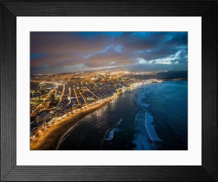 Framed Print : Aerial view of Playa de las Canternas at sunset, Las Palmas de Gran Canaria, Gran Canaria, Spain Framed Print : Aerial view of Playa de las Canternas at sunset, Las Palmas de Gran Canaria, Gran Canaria, Spain