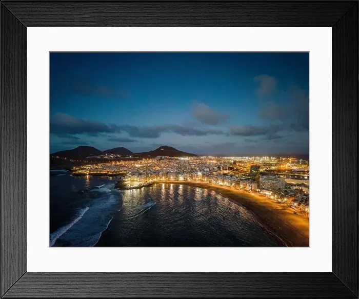Framed Print : Aerial view of Playa de las Canternas at night, Las Palmas de Gran Canaria, Gran Canaria, Spain Framed Print : Aerial view of Playa de las Canternas at night, Las Palmas de Gran Canaria, Gran Canaria, Spain