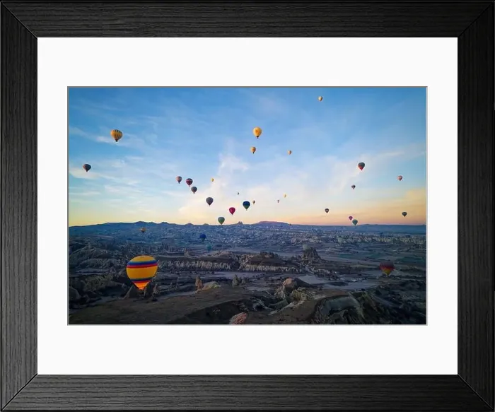 Framed Print : Hot air balloon flight in Goreme in Turkey during sunrise Framed Print : Hot air balloon flight in Goreme in Turkey during sunrise
