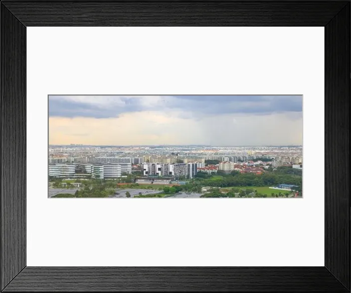 Framed Print : Aerial view of the Singapore, Panorama of Singapore downtown, High angle view of residential area of Singapore