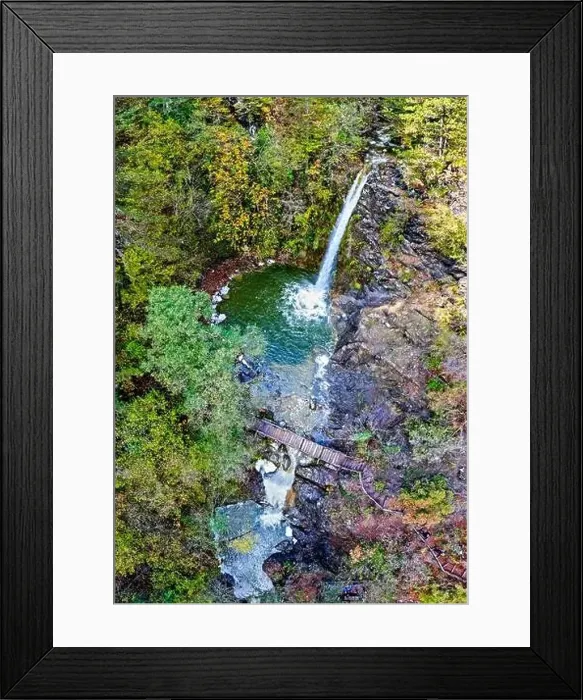 Framed Print : Aerial view of Balta di Stringa waterfalls, close to Iliochori village, Zagori region, Ioannina, Epirus, Greece