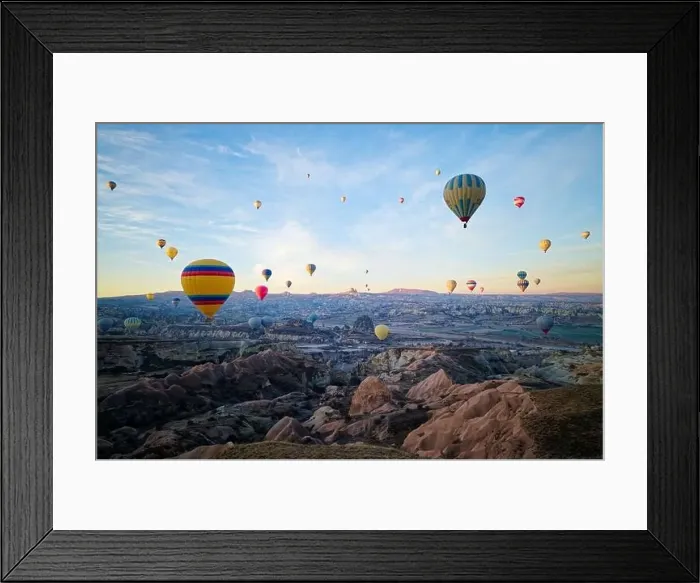 Framed Print : Hot air balloon flight in Goreme in Turkey during sunrise Framed Print : Hot air balloon flight in Goreme in Turkey during sunrise