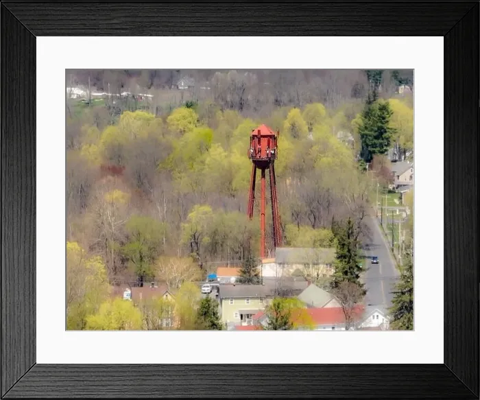 Framed Print : Spring afternoon aerial photo of the water tower located in the hamlet of Wallkill Framed Print : Spring afternoon aerial photo of the water tower located in the hamlet of Wallkill