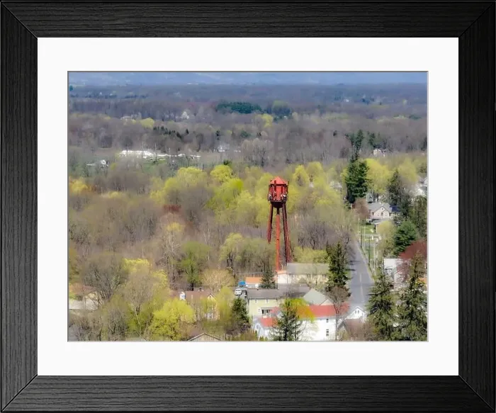 Framed Print : Spring afternoon aerial photo of the water tower located in the hamlet of Wallkill Framed Print : Spring afternoon aerial photo of the water tower located in the hamlet of Wallkill