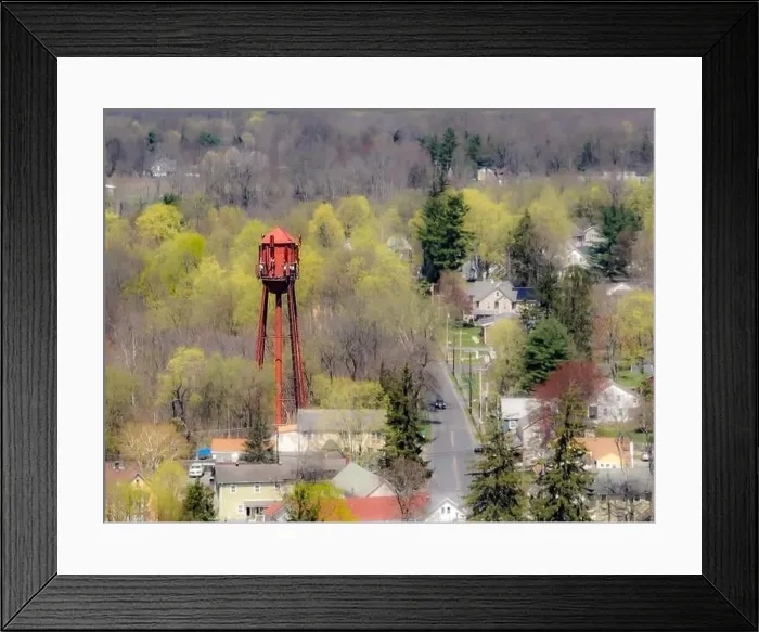 Framed Print : Spring afternoon aerial photo of the water tower located in the hamlet of Wallkill Framed Print : Spring afternoon aerial photo of the water tower located in the hamlet of Wallkill