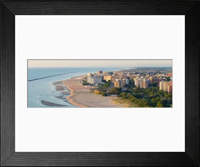 Framed Print : Drone view of sandy beach with umbrellas and gazebos Framed Print : Drone view of sandy beach with umbrellas and gazebos
