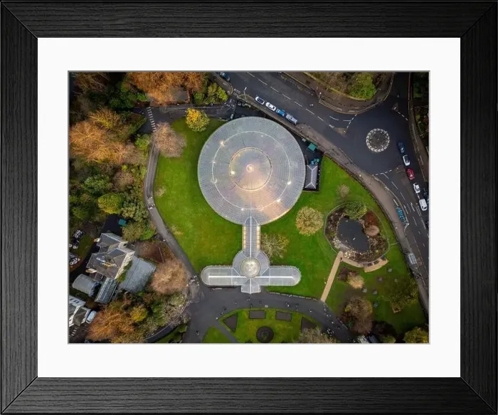 Framed Print : Kibble Palace Glass Roof and Surroundings Aerial View, Glasgow Botanic Gardens Framed Print : Kibble Palace Glass Roof and Surroundings Aerial View, Glasgow Botanic Gardens