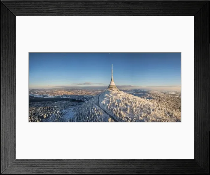 Framed Print : Jested mountain with modern hotel and TV transmitter on the top Framed Print : Jested mountain with modern hotel and TV transmitter on the top